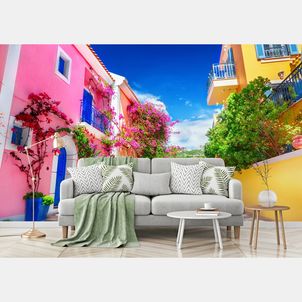 Fototapeta kolorowa uliczka na Kefalonii – Wallissimo® Fototapeta kolorowa uliczka na Kefalonii – Wallissimo®