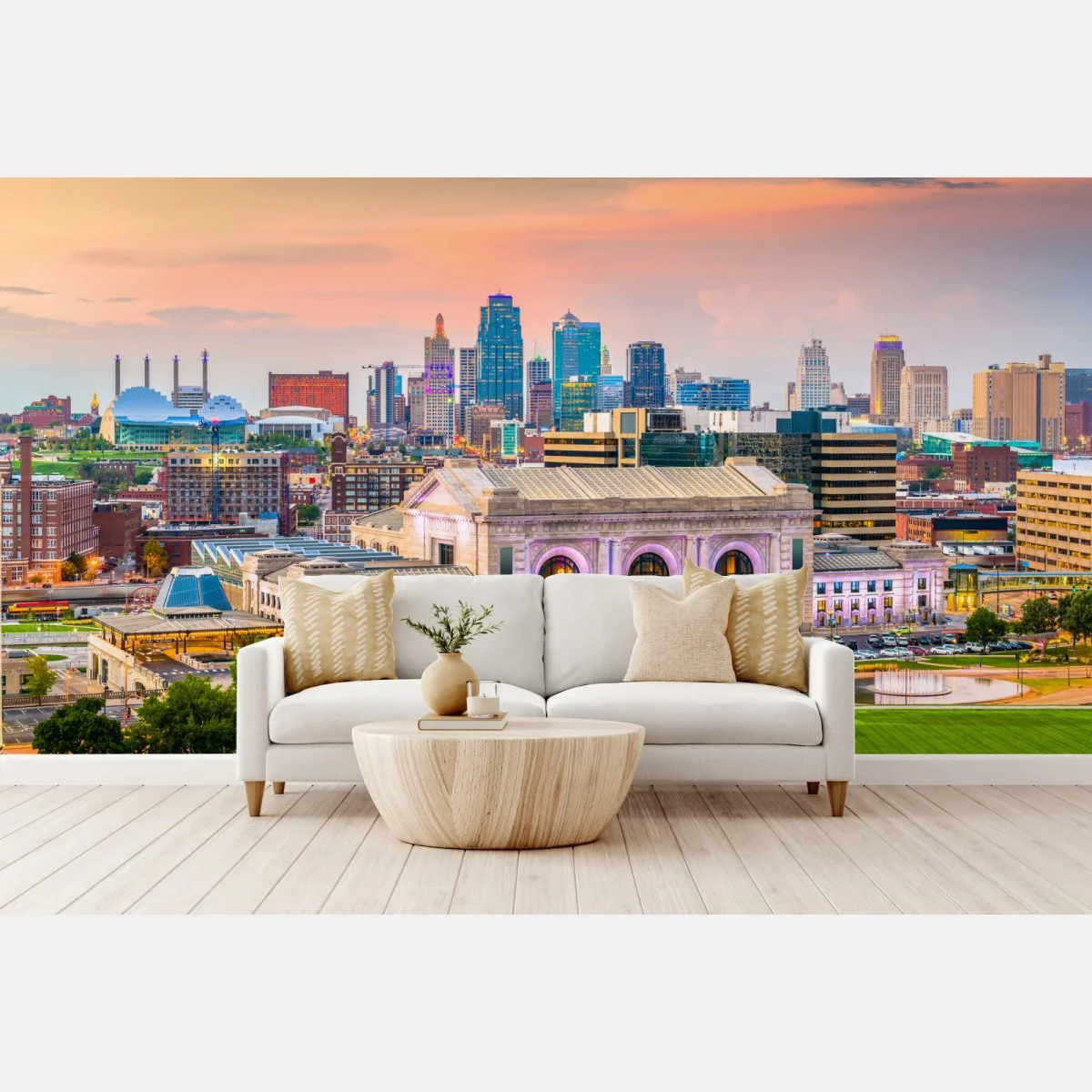 Fototapeta Kansas City panorama o zmierzchu – Wallissimo® Fototapeta Kansas City panorama o zmierzchu – Wallissimo®