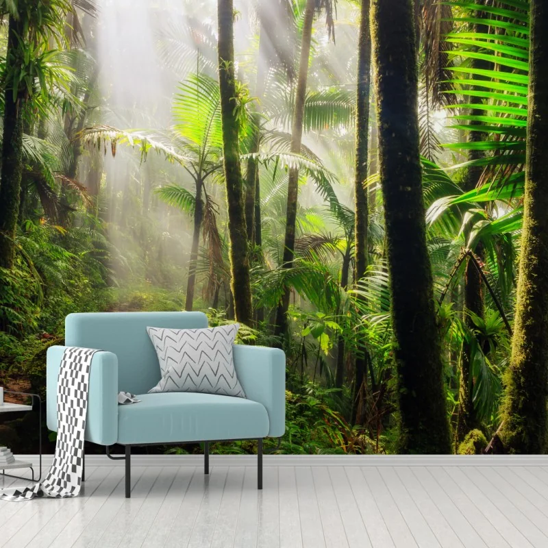 Fototapeta tropikalny las deszczowy z promieniami słońca – Wallissimo® Fototapeta tropikalny las deszczowy z promieniami słońca – Wallissimo®