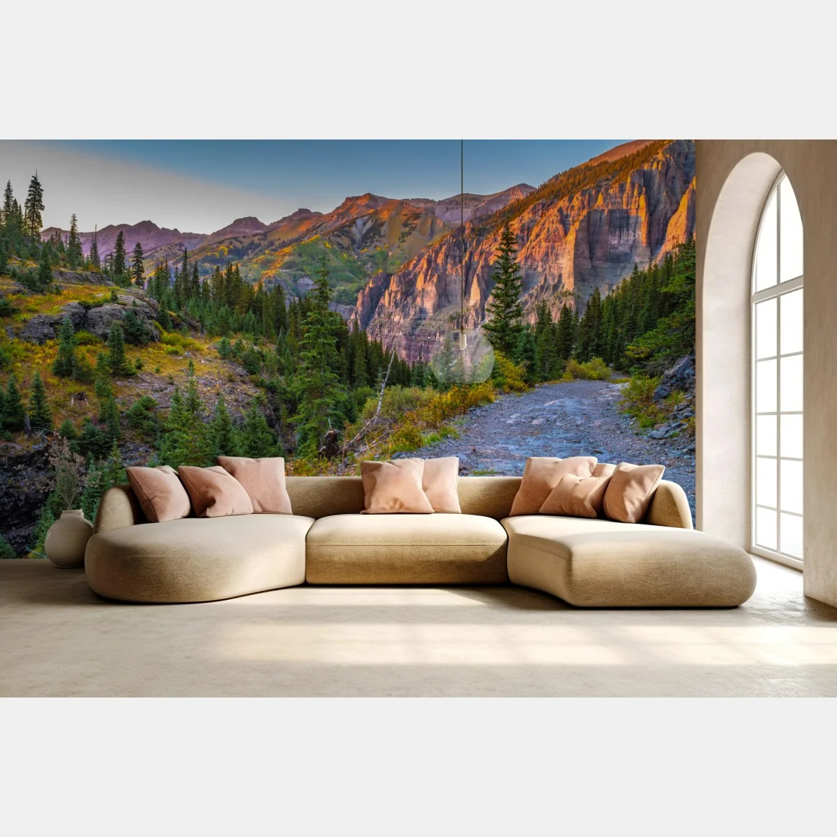 Fototapeta alpejski szlak o zachodzie słońca – Wallissimo® Fototapeta alpejski szlak o zachodzie słońca – Wallissimo®