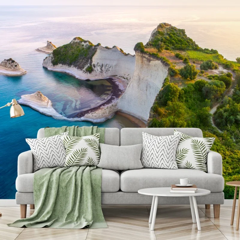 Fototapeta powietrzny widok klifów i turkusowego morza – Wallissimo® Fototapeta powietrzny widok klifów i turkusowego morza – Wallissimo®