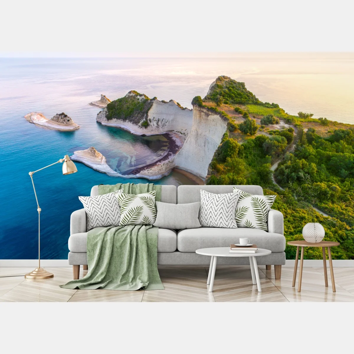 Fototapeta powietrzny widok klifów i turkusowego morza – Wallissimo® Fototapeta powietrzny widok klifów i turkusowego morza – Wallissimo®