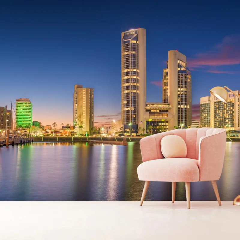 Fototapeta Corpus Christi panorama miasta o zmierzchu – Wallissimo® Fototapeta Corpus Christi panorama miasta o zmierzchu – Wallissimo®