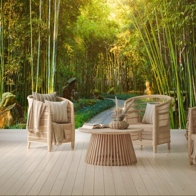 Fototapeta spokojna ścieżka w bambusowym lesie – Wallissimo® Fototapeta spokojna ścieżka w bambusowym lesie – Wallissimo®