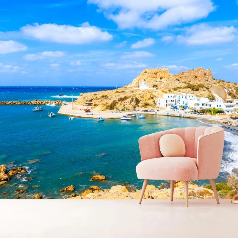 Fototapeta słoneczny port Finiki na wybrzeżu Karpathos – Wallissimo® Fototapeta słoneczny port Finiki na wybrzeżu Karpathos – Wallissimo®