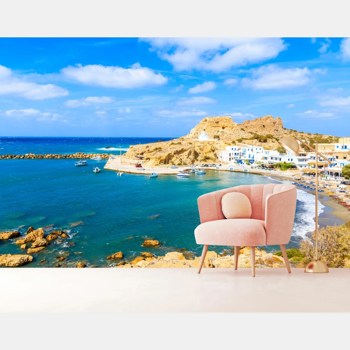Fototapeta słoneczny port Finiki na wybrzeżu Karpathos – Wallissimo® Fototapeta słoneczny port Finiki na wybrzeżu Karpathos – Wallissimo®