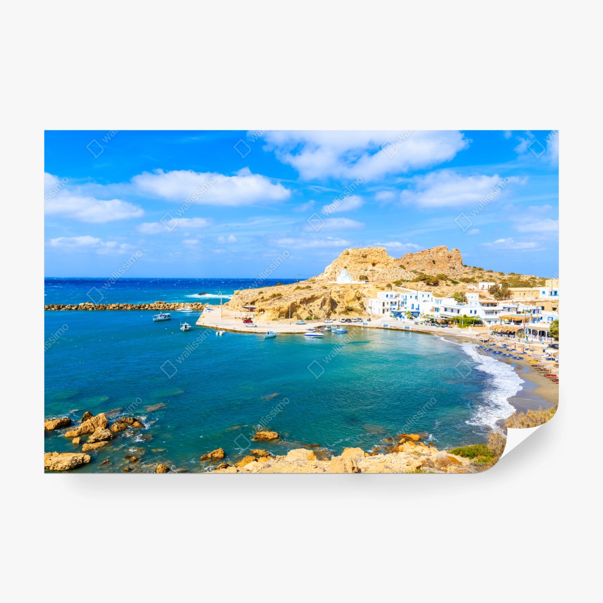 Fototapeta słoneczny port Finiki na wybrzeżu Karpathos – Wallissimo® Fototapeta słoneczny port Finiki na wybrzeżu Karpathos – Wallissimo®