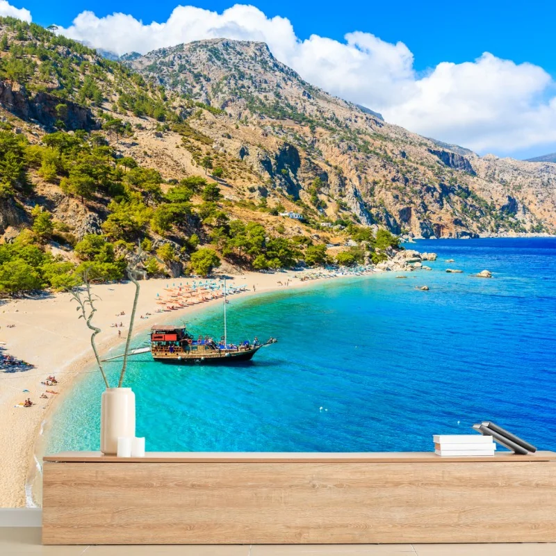 Fototapeta żaglówka na plaży Apella, Karpathos – Wallissimo®