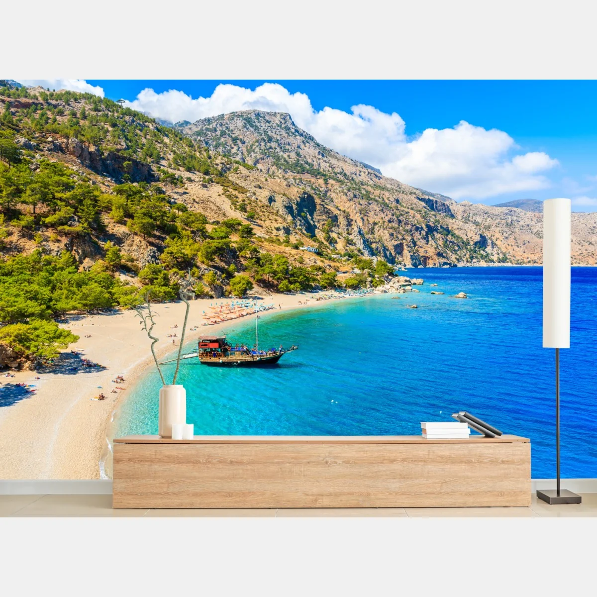 Fototapeta żaglówka na plaży Apella, Karpathos – Wallissimo®