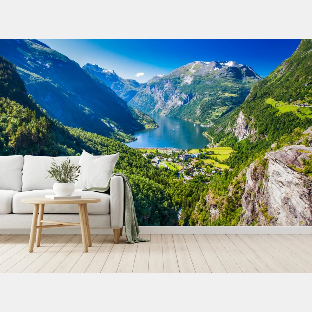 Fototapeta Geirangerfjord panorama górska – Wallissimo® Fototapeta Geirangerfjord panorama górska – Wallissimo®