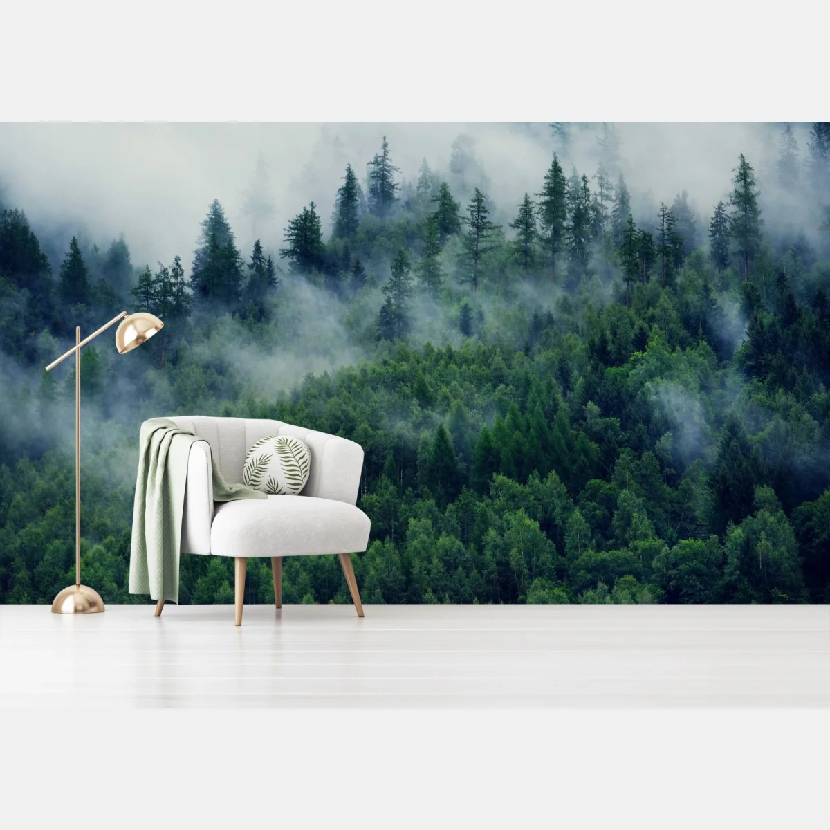 Fototapeta mglisty zielony las – Wallissimo® Fototapeta mglisty zielony las – Wallissimo®