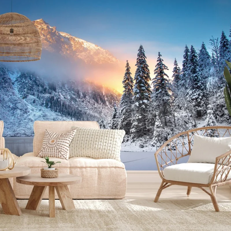 Fototapeta zimowy wschód słońca nad Morskim Okiem – Wallissimo® Fototapeta zimowy wschód słońca nad Morskim Okiem – Wallissimo®