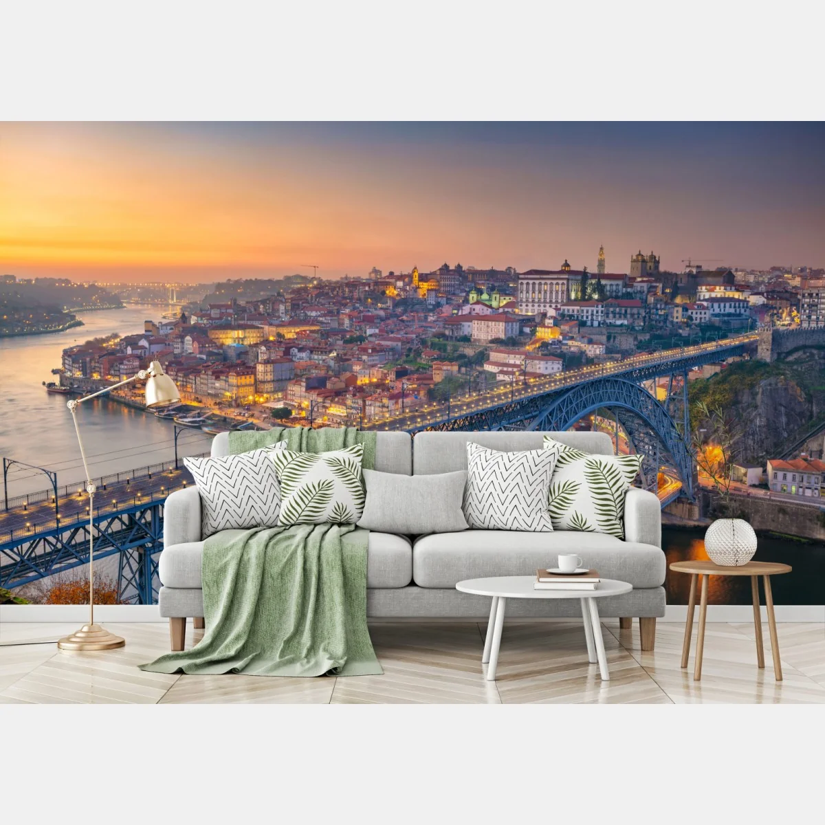 Fototapeta panorama Porto o zmierzchu z mostem Dom Luís I – Wallissimo®
