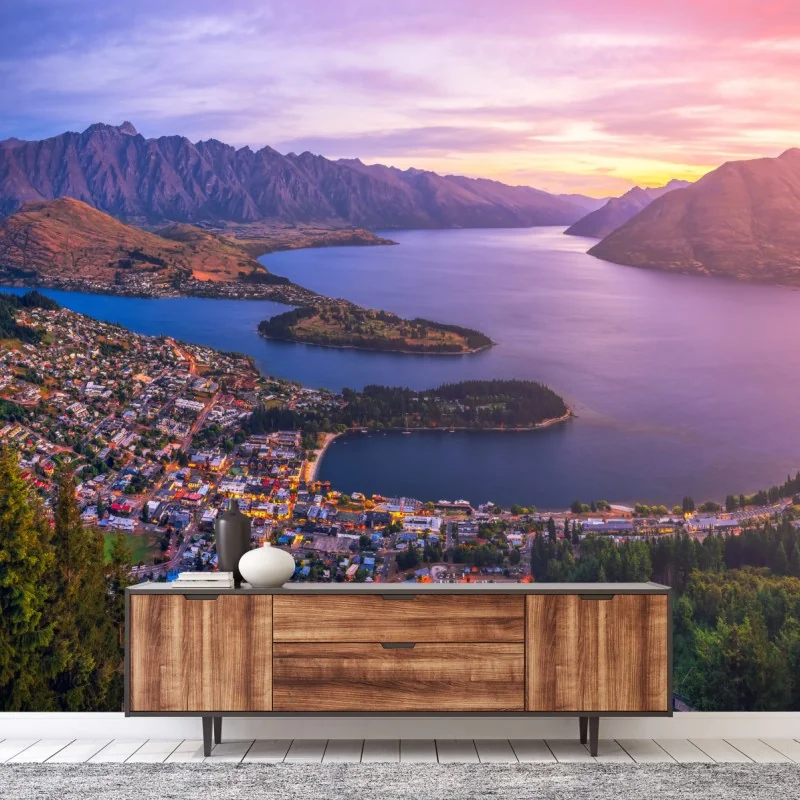 Fototapeta Queenstown panorama zmierzchu – Wallissimo® Fototapeta Queenstown panorama zmierzchu – Wallissimo®