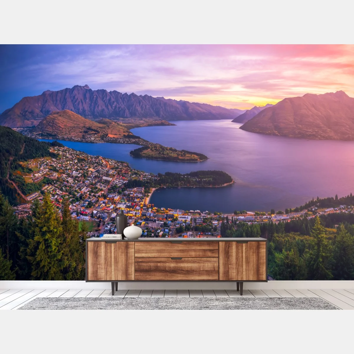 Fototapeta Queenstown panorama zmierzchu – Wallissimo® Fototapeta Queenstown panorama zmierzchu – Wallissimo®