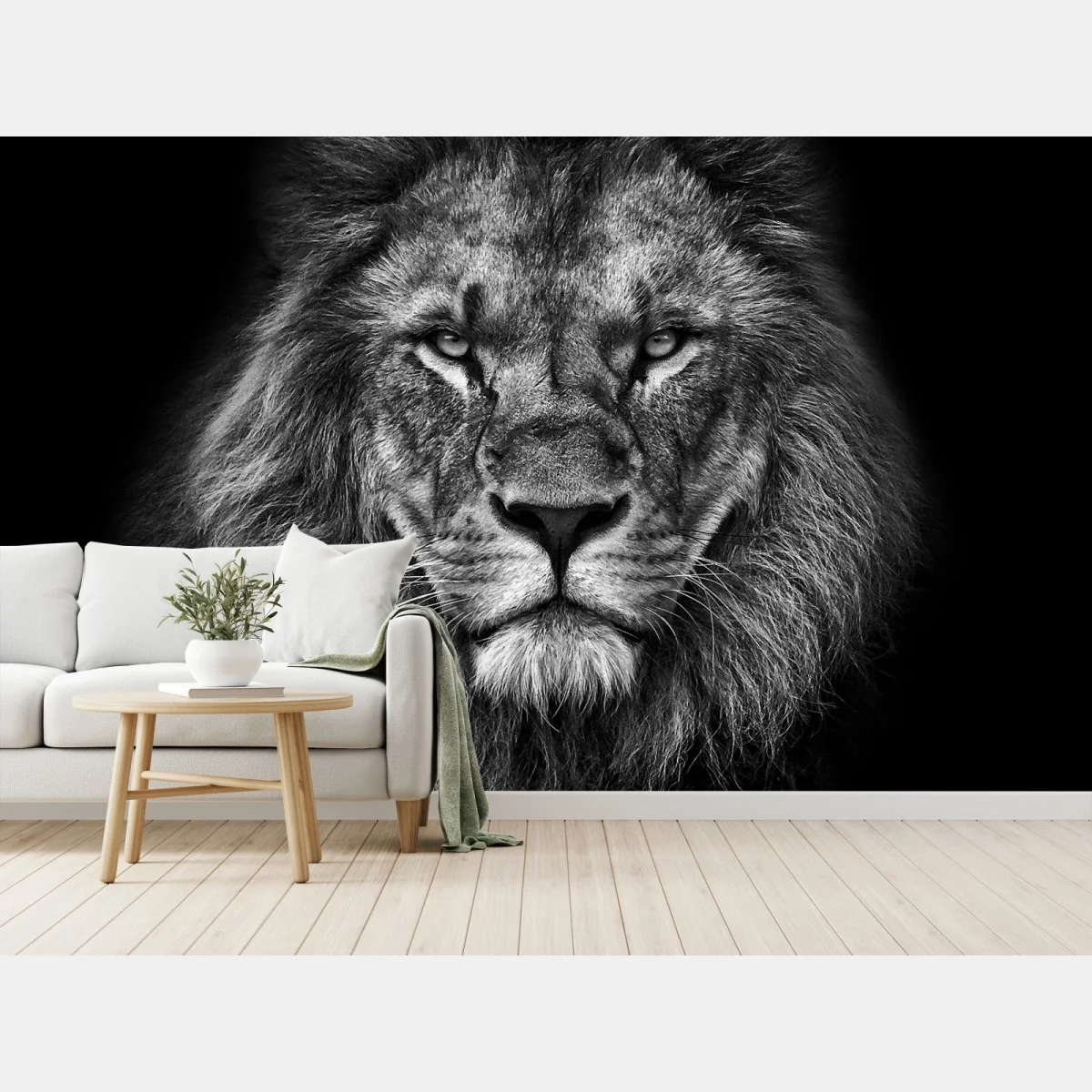 Fototapeta majestatyczny portret lwa w monochromie – Wallissimo® Fototapeta majestatyczny portret lwa w monochromie – Wallissimo®