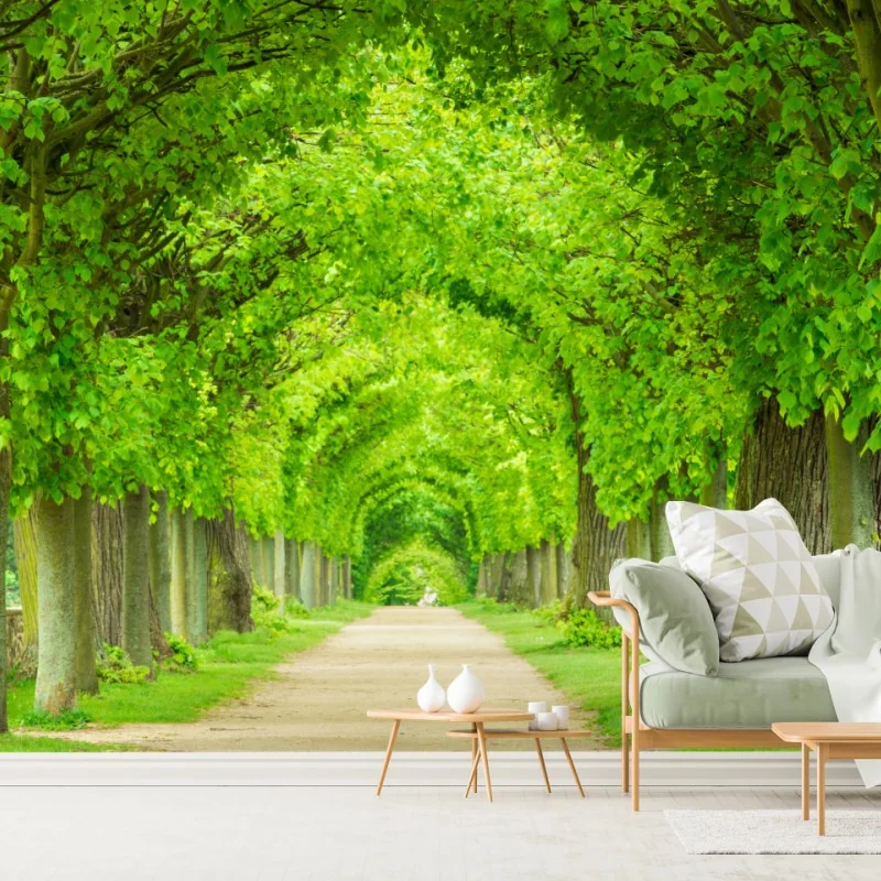 Fototapeta zielony tunel drzew – Wallissimo® Fototapeta zielony tunel drzew – Wallissimo®