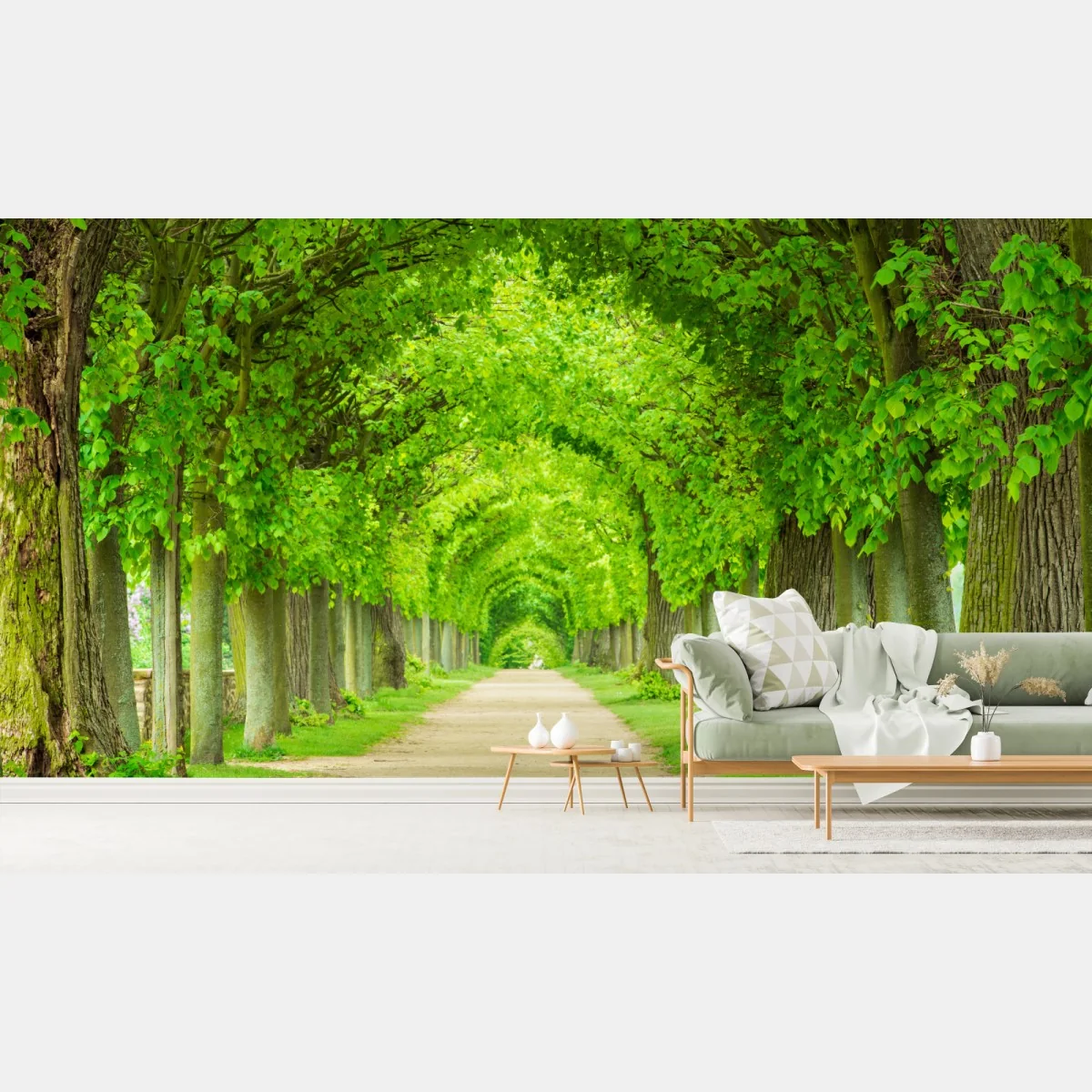 Fototapeta zielony tunel drzew – Wallissimo® Fototapeta zielony tunel drzew – Wallissimo®