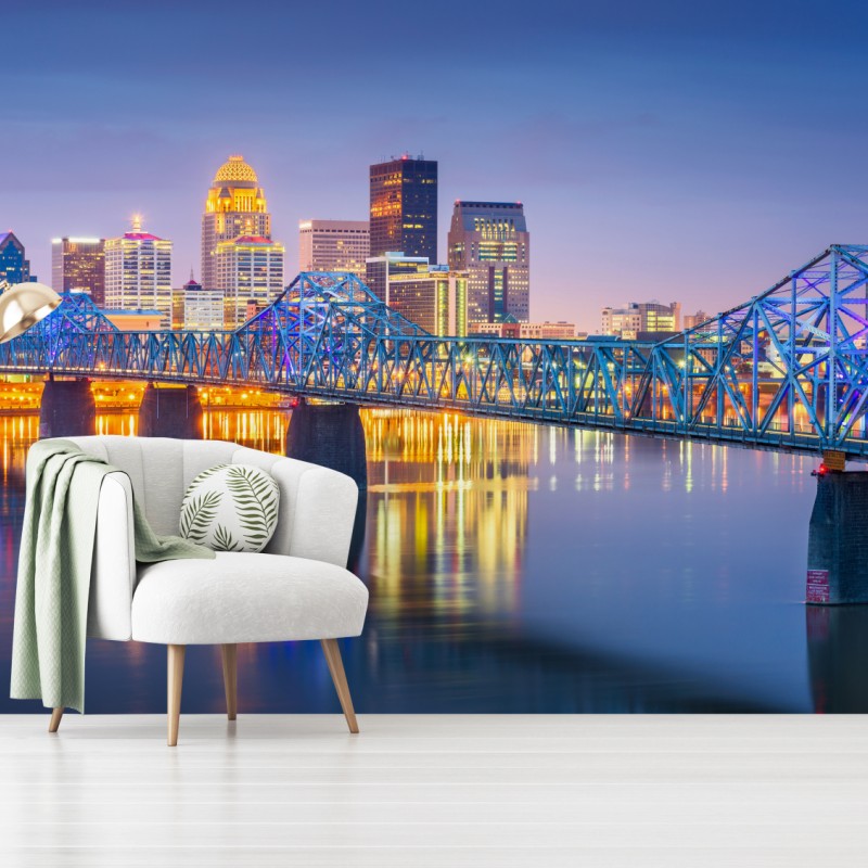 Fototapeta Louisville panorama o zmierzchu – Wallissimo® Fototapeta Louisville panorama o zmierzchu – Wallissimo®