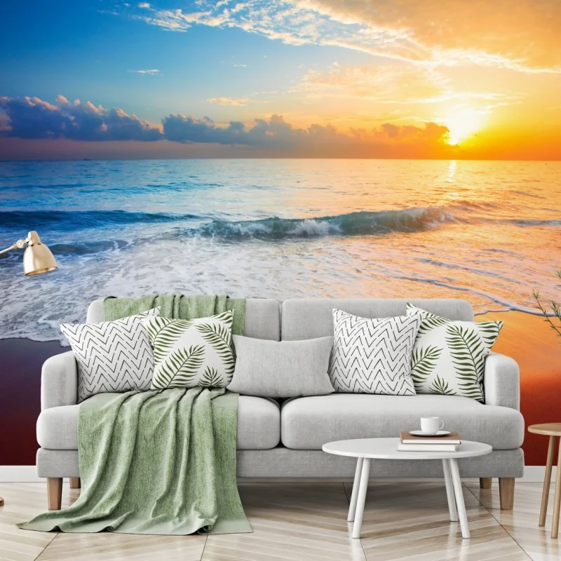 Fototapeta spokojny zachód słońca nad oceanem – Wallissimo®