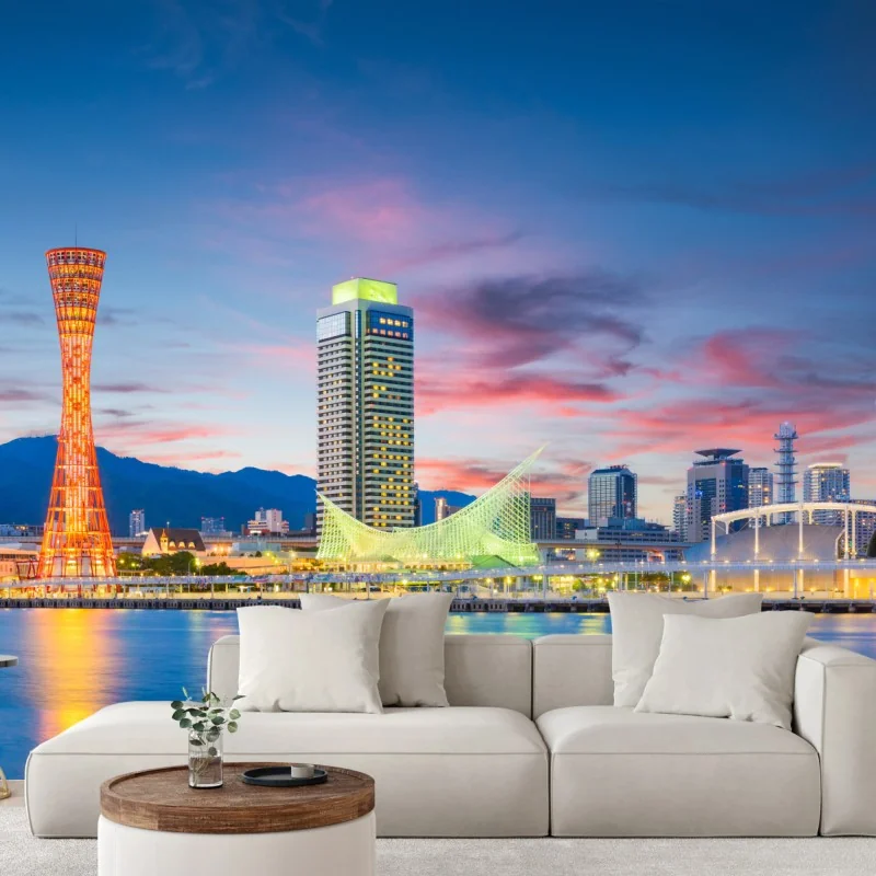 Fototapeta Kobe panorama portu o zmierzchu – Wallissimo® Fototapeta Kobe panorama portu o zmierzchu – Wallissimo®