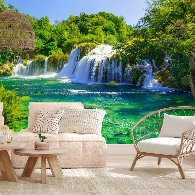 Fototapeta szmaragdowy wodospad – Wallissimo® Fototapeta szmaragdowy wodospad – Wallissimo®