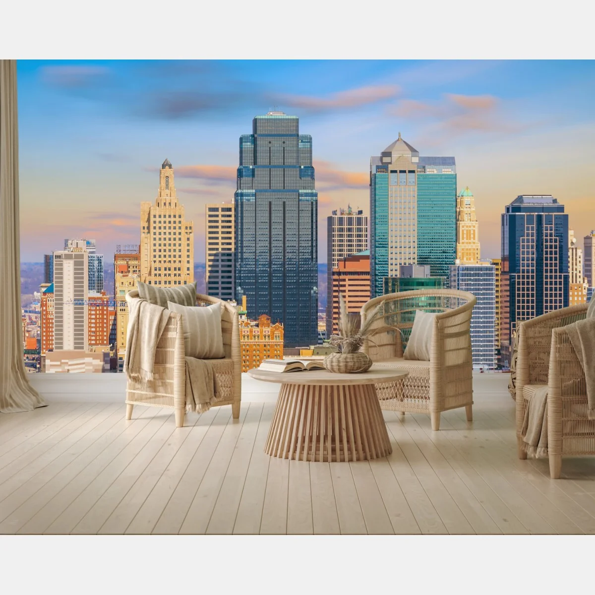 Fototapeta panorama Kansas City o zachodzie słońca – Wallissimo® Fototapeta panorama Kansas City o zachodzie słońca – Wallissimo®