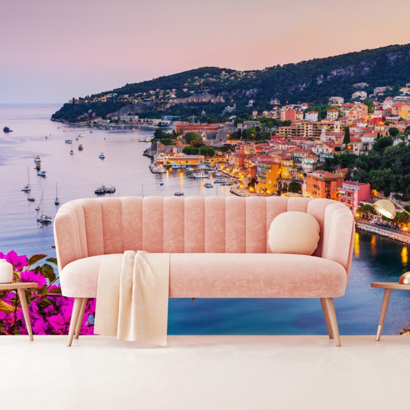 Fototapeta zachód słońca nad zatoką Villefranche-sur-Mer – Wallissimo® Fototapeta zachód słońca nad zatoką Villefranche-sur-Mer – Wallissimo®