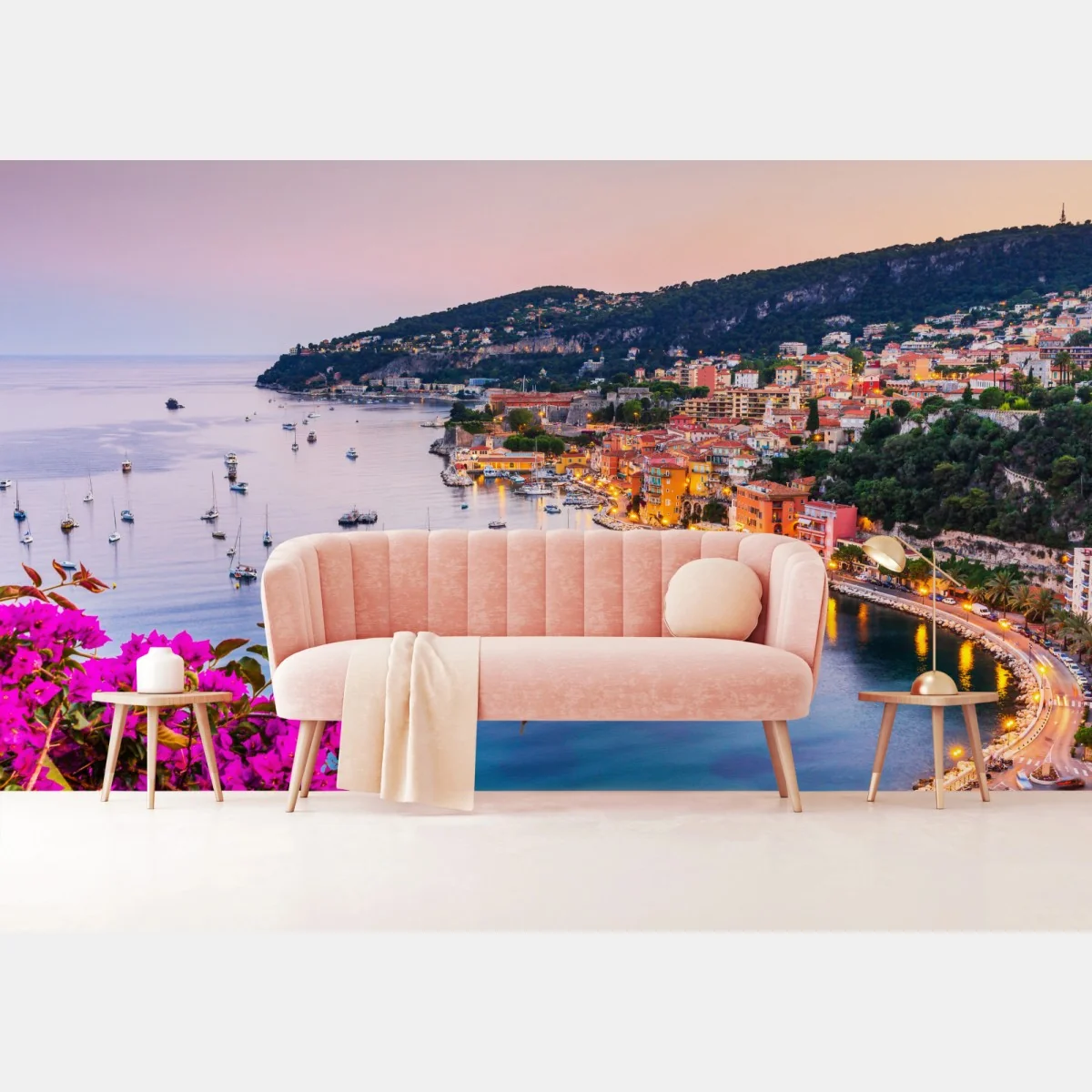 Fototapeta zachód słońca nad zatoką Villefranche-sur-Mer – Wallissimo® Fototapeta zachód słońca nad zatoką Villefranche-sur-Mer – Wallissimo®