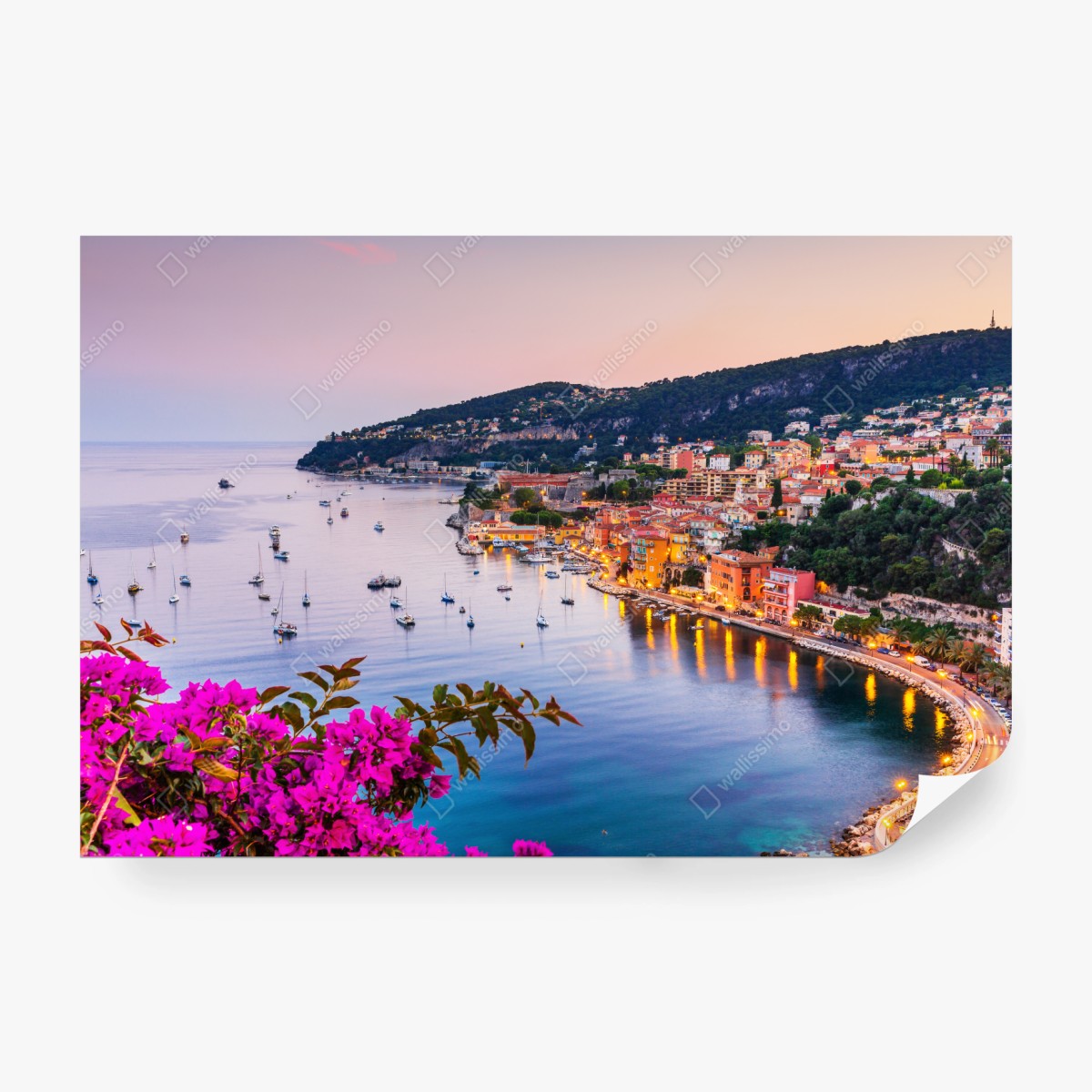 Fototapeta zachód słońca nad zatoką Villefranche-sur-Mer – Wallissimo® Fototapeta zachód słońca nad zatoką Villefranche-sur-Mer – Wallissimo®