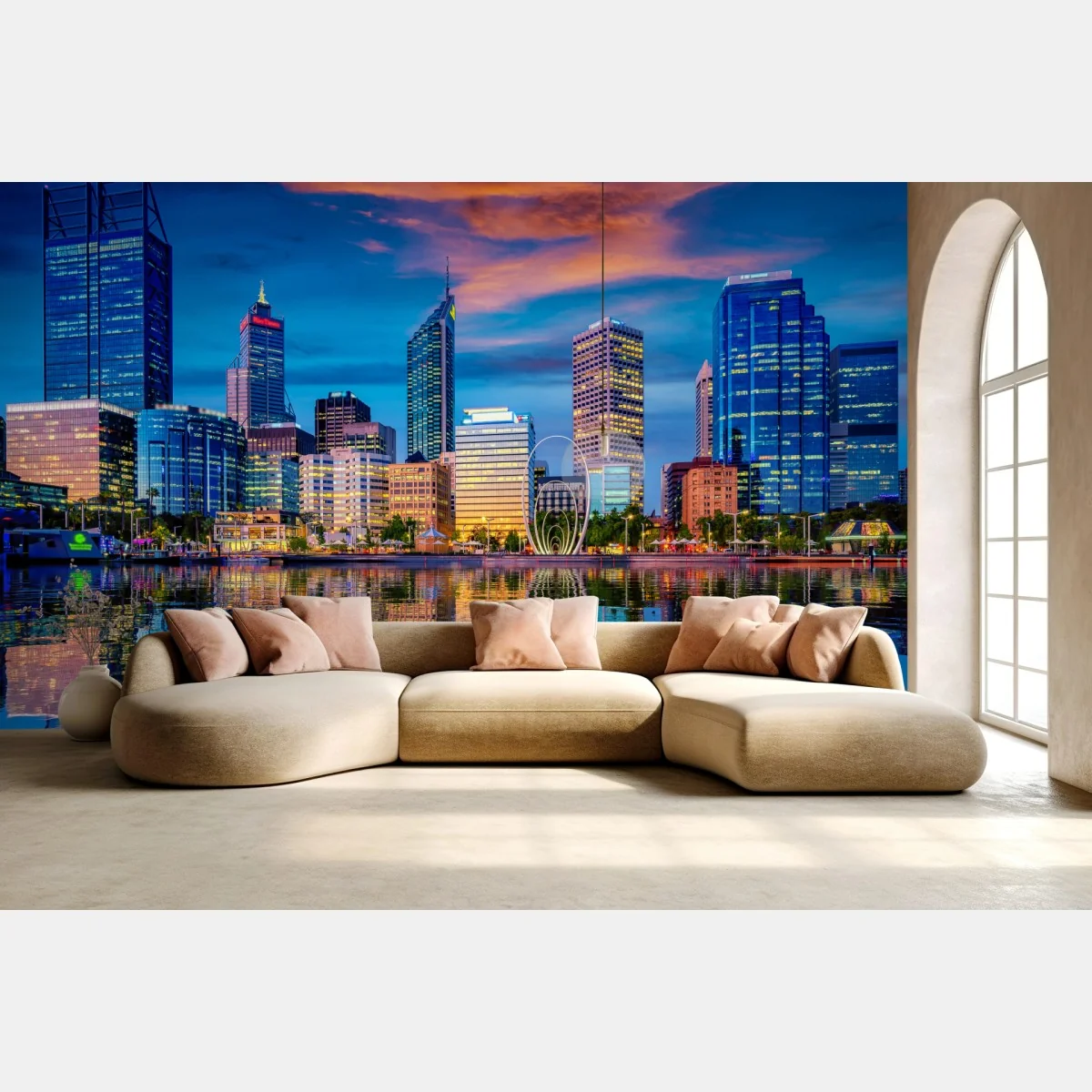 Fototapeta Perth panorama miasta o zachodzie słońca – Wallissimo® Fototapeta Perth panorama miasta o zachodzie słońca – Wallissimo®