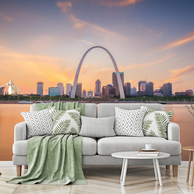 Fototapeta St. Louis panorama o zmierzchu – Wallissimo® Fototapeta St. Louis panorama o zmierzchu – Wallissimo®