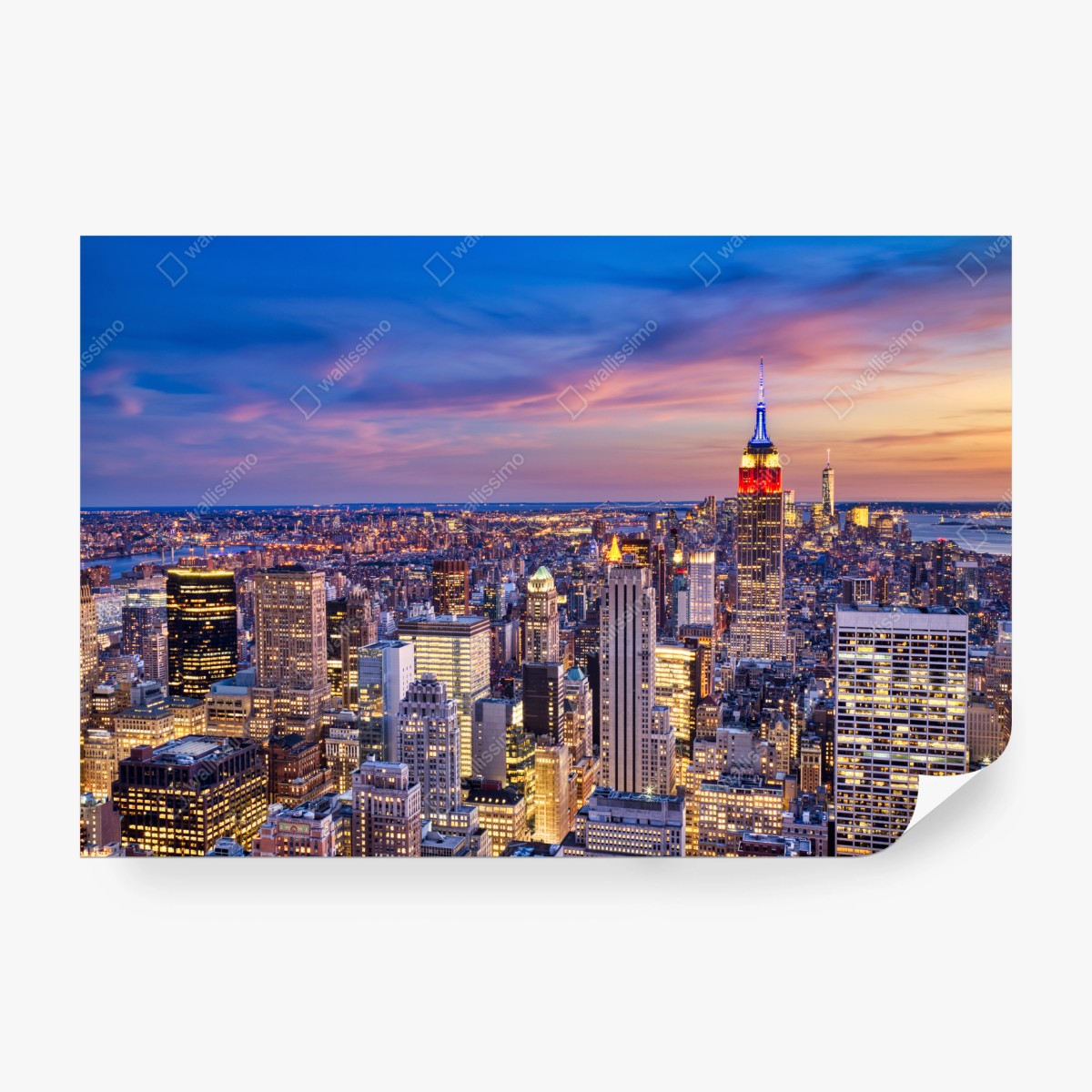 Fototapeta panorama Nowego Jorku o zmierzchu – Wallissimo® Fototapeta panorama Nowego Jorku o zmierzchu – Wallissimo®