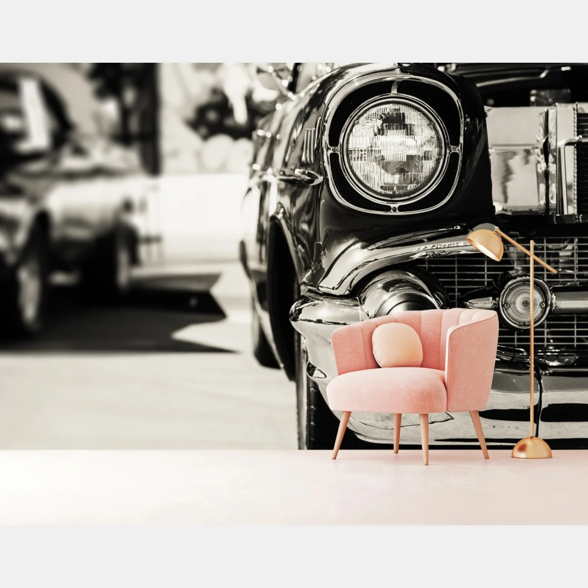 Fototapeta zabytkowy chromowany samochód zbliżenie – Wallissimo® Fototapeta zabytkowy chromowany samochód zbliżenie – Wallissimo®