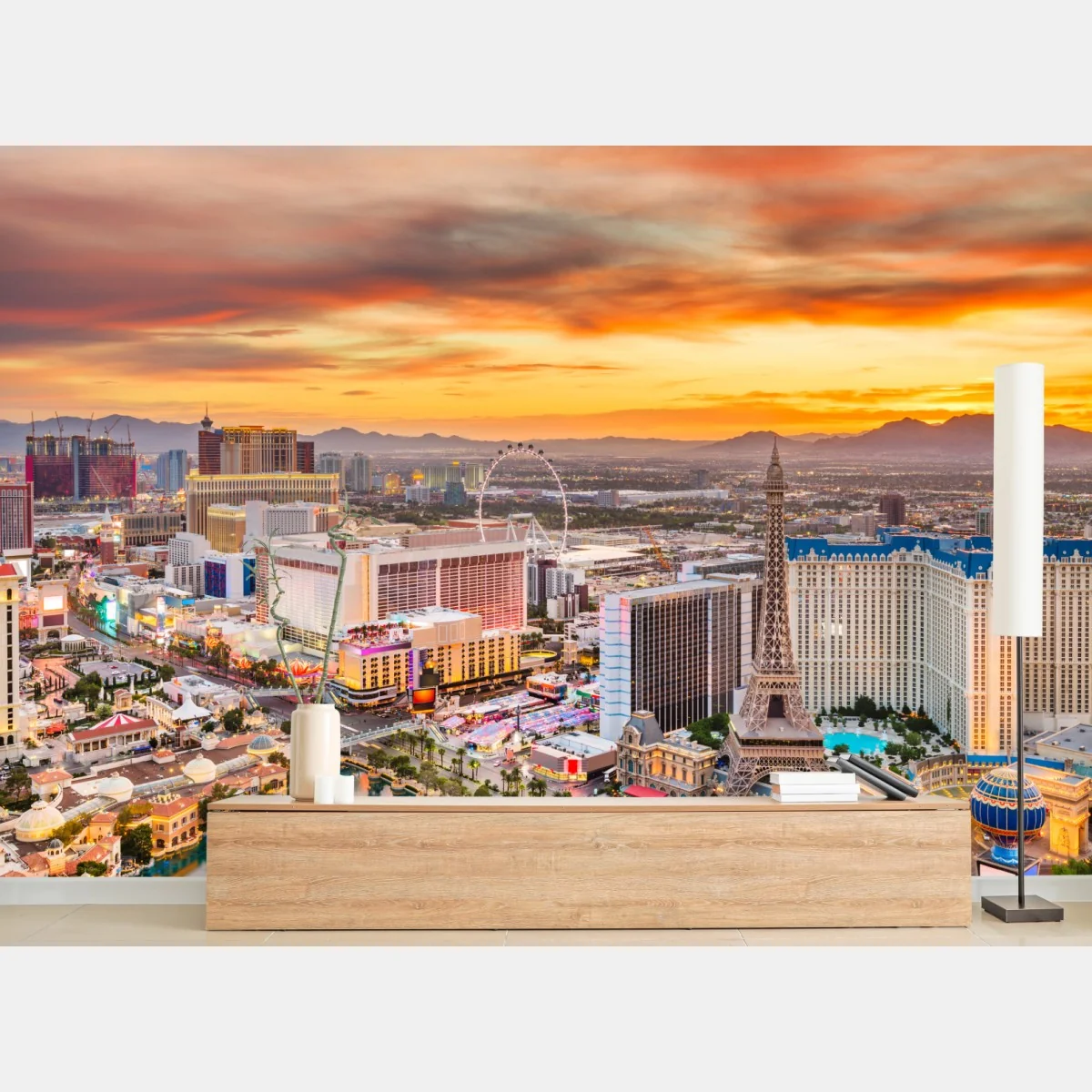 Fototapeta Las Vegas panorama o zmierzchu – Wallissimo® Fototapeta Las Vegas panorama o zmierzchu – Wallissimo®