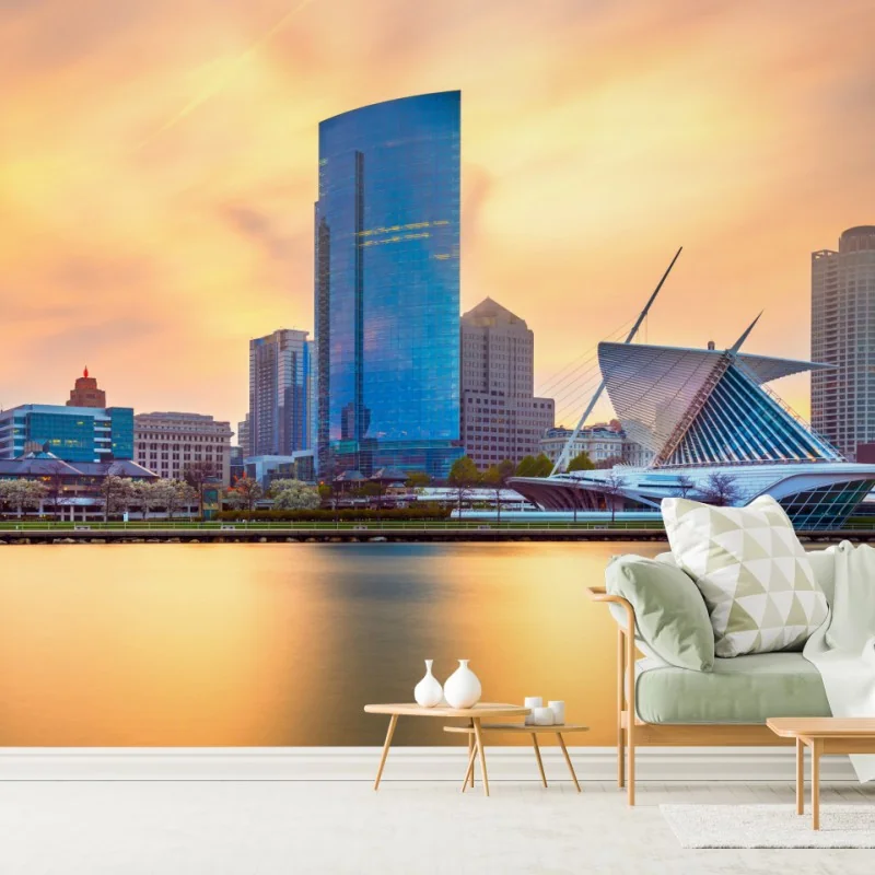 Fototapeta Milwaukee panorama miasta o zmierzchu – Wallissimo® Fototapeta Milwaukee panorama miasta o zmierzchu – Wallissimo®