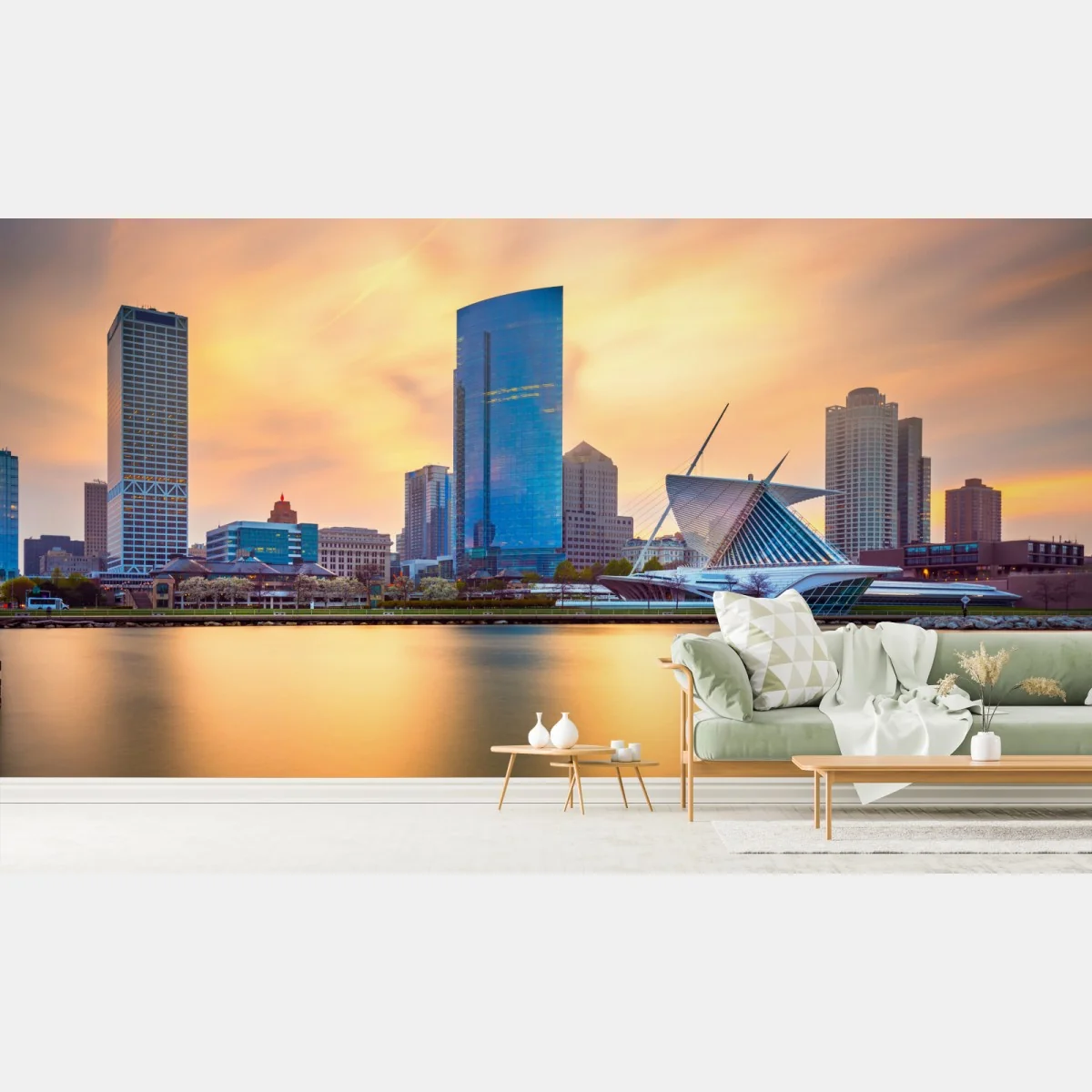 Fototapeta Milwaukee panorama miasta o zmierzchu – Wallissimo® Fototapeta Milwaukee panorama miasta o zmierzchu – Wallissimo®