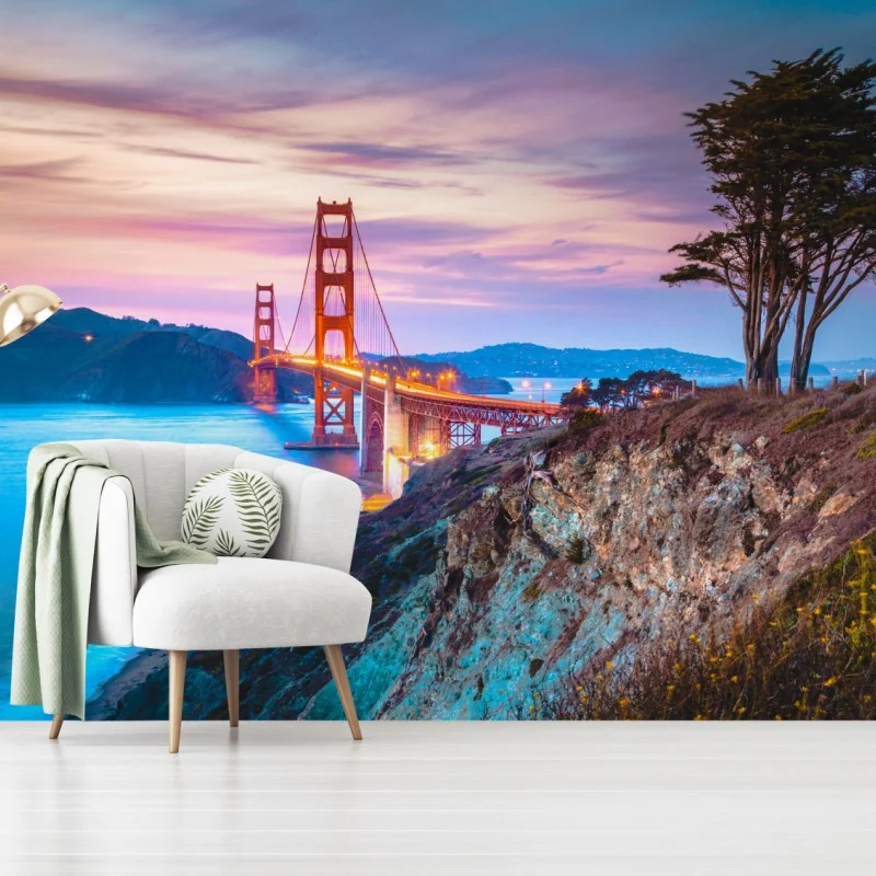 Fototapeta Golden Gate Bridge o zmierzchu – Wallissimo® Fototapeta Golden Gate Bridge o zmierzchu – Wallissimo®