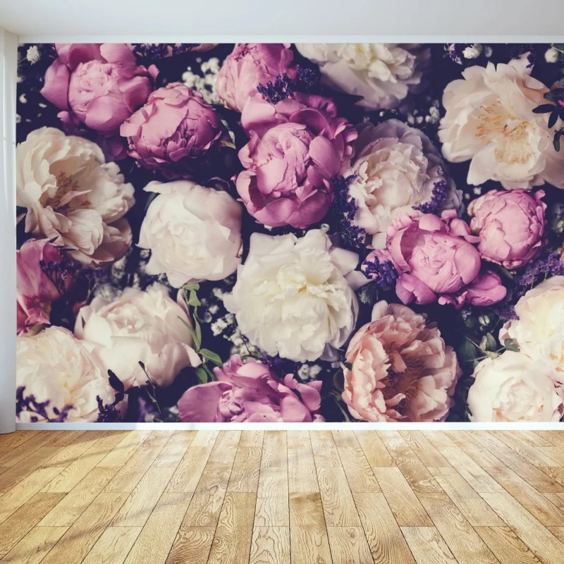 Fototapeta romantyczny bukiet piwonii w pastelowych tonach – Wallissimo® Fototapeta romantyczny bukiet piwonii w pastelowych tonach – Wallissimo®