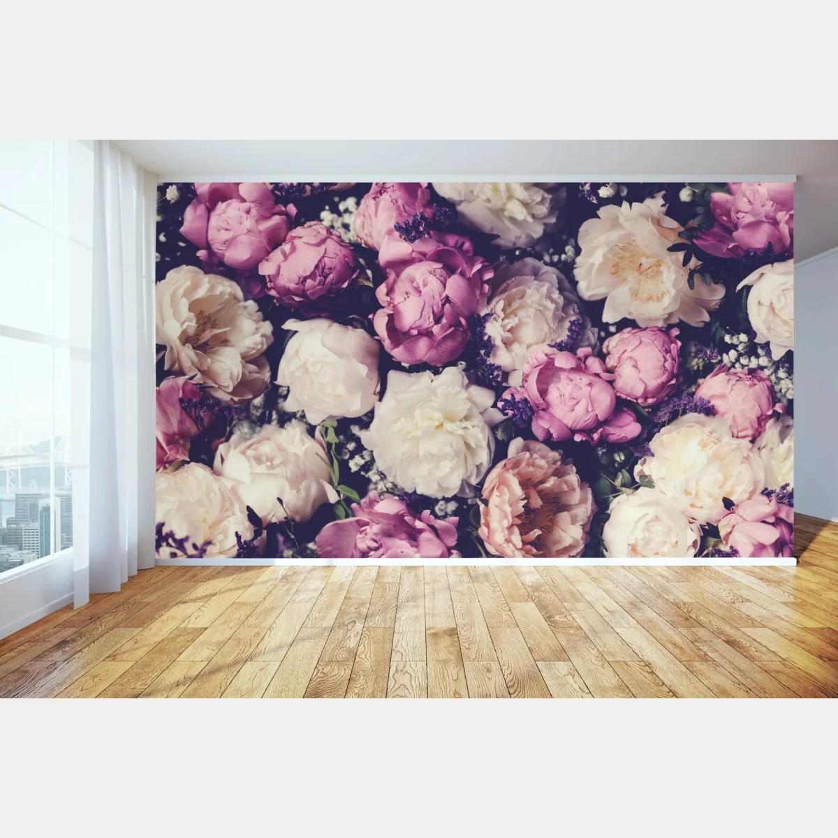 Fototapeta romantyczny bukiet piwonii w pastelowych tonach – Wallissimo® Fototapeta romantyczny bukiet piwonii w pastelowych tonach – Wallissimo®