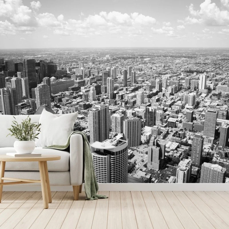 Fototapeta Chicago panorama miasta w odcieniach szarości – Wallissimo® Fototapeta Chicago panorama miasta w odcieniach szarości – Wallissimo®