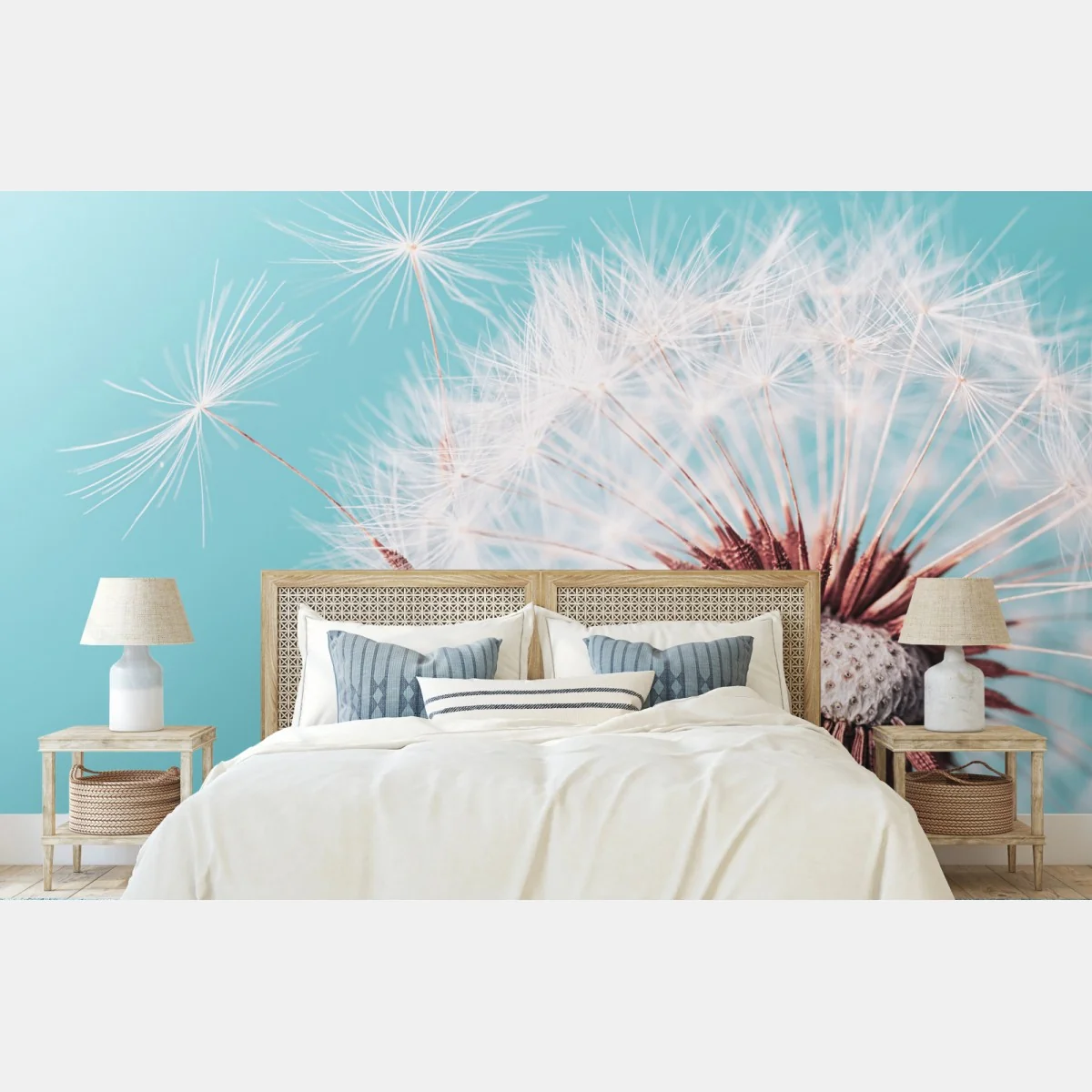 Fototapeta delikatny dmuchawiec na turkusowym tle – Wallissimo® Fototapeta delikatny dmuchawiec na turkusowym tle – Wallissimo®