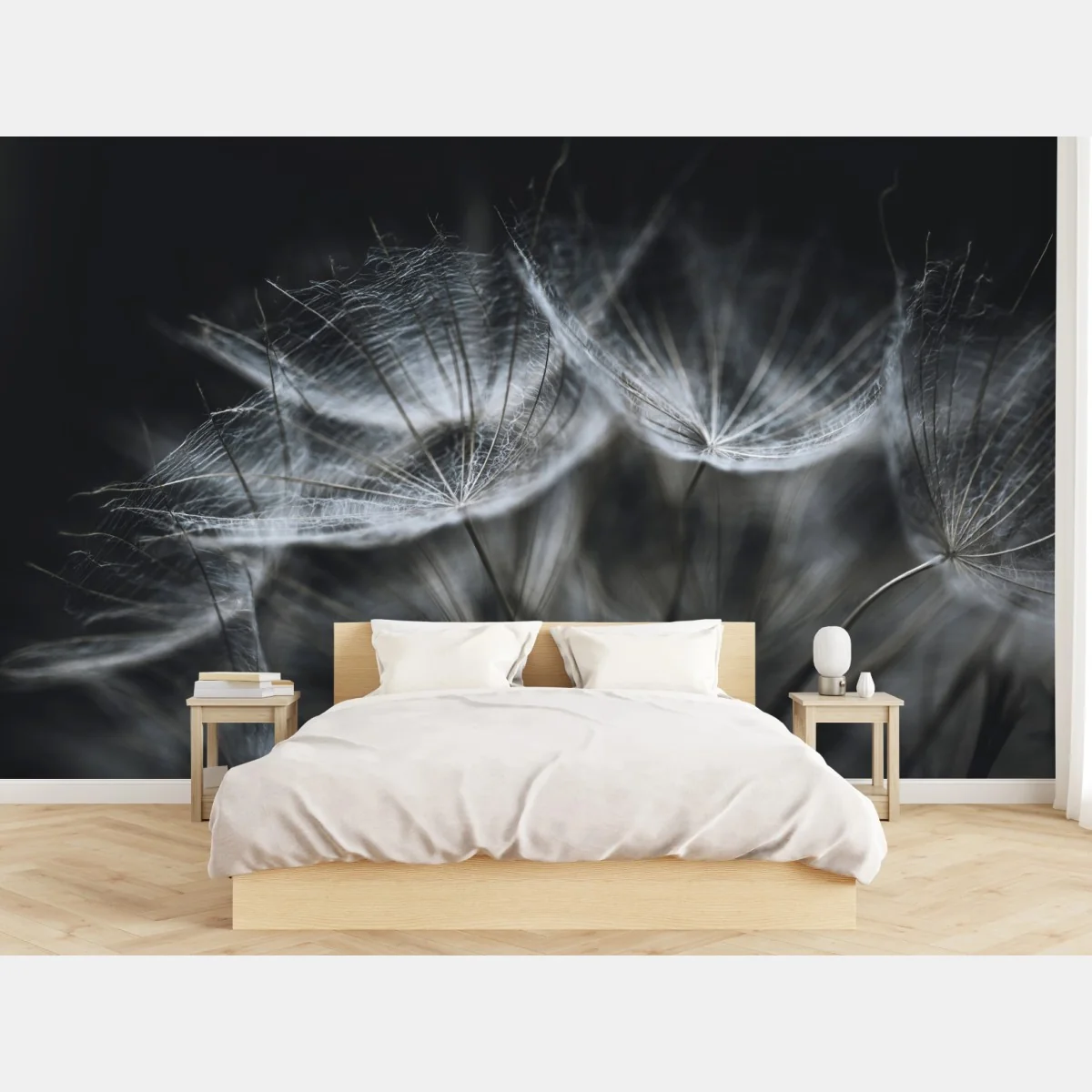 Fototapeta delikatne nasiona mniszka w monochromie – Wallissimo® Fototapeta delikatne nasiona mniszka w monochromie – Wallissimo®