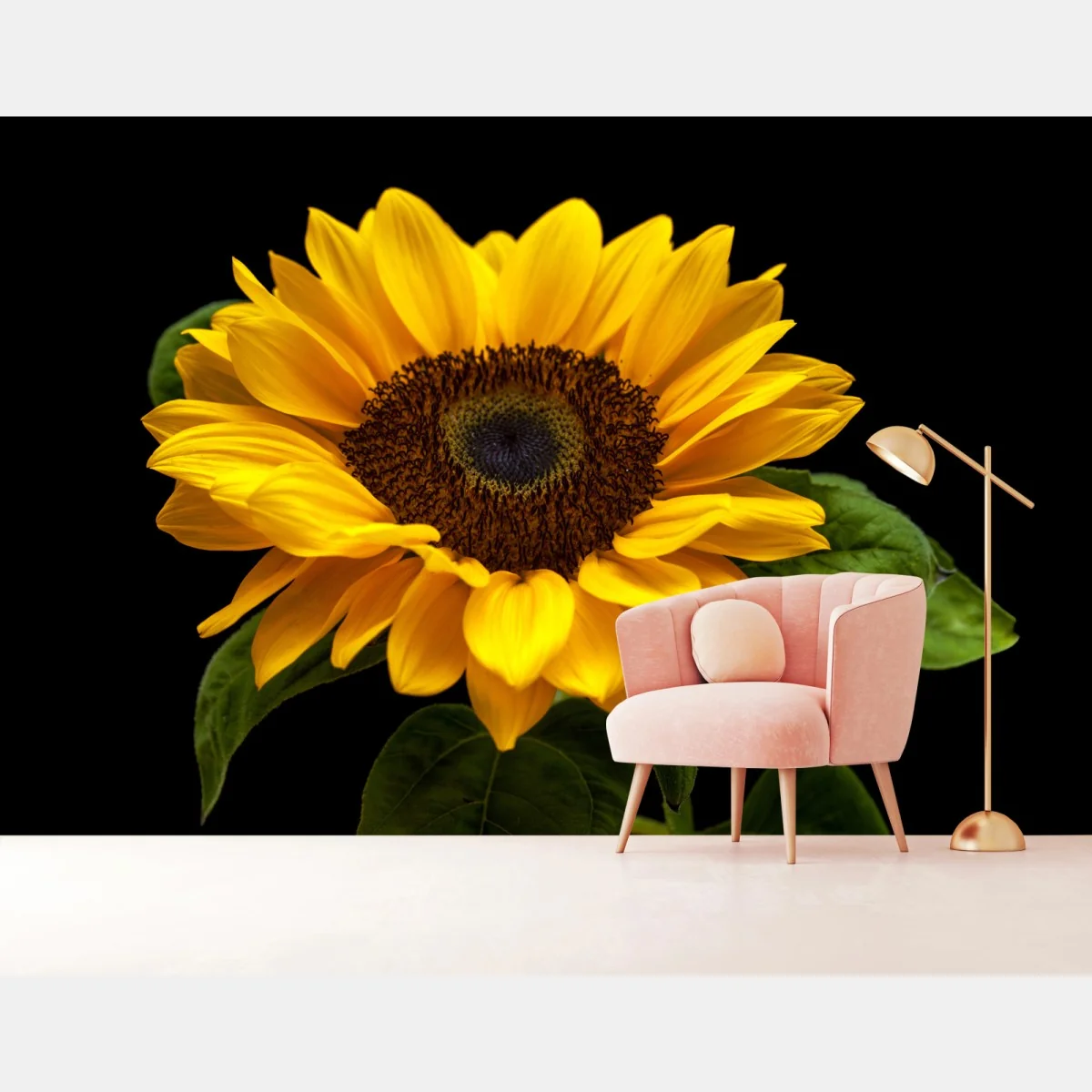 Fototapeta żywy słonecznik na czarnym tle – Wallissimo® Fototapeta żywy słonecznik na czarnym tle – Wallissimo®