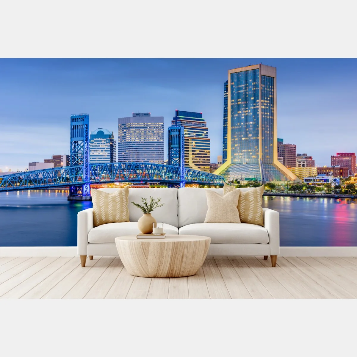 Fototapeta Jacksonville panorama miasta o zmierzchu – Wallissimo® Fototapeta Jacksonville panorama miasta o zmierzchu – Wallissimo®