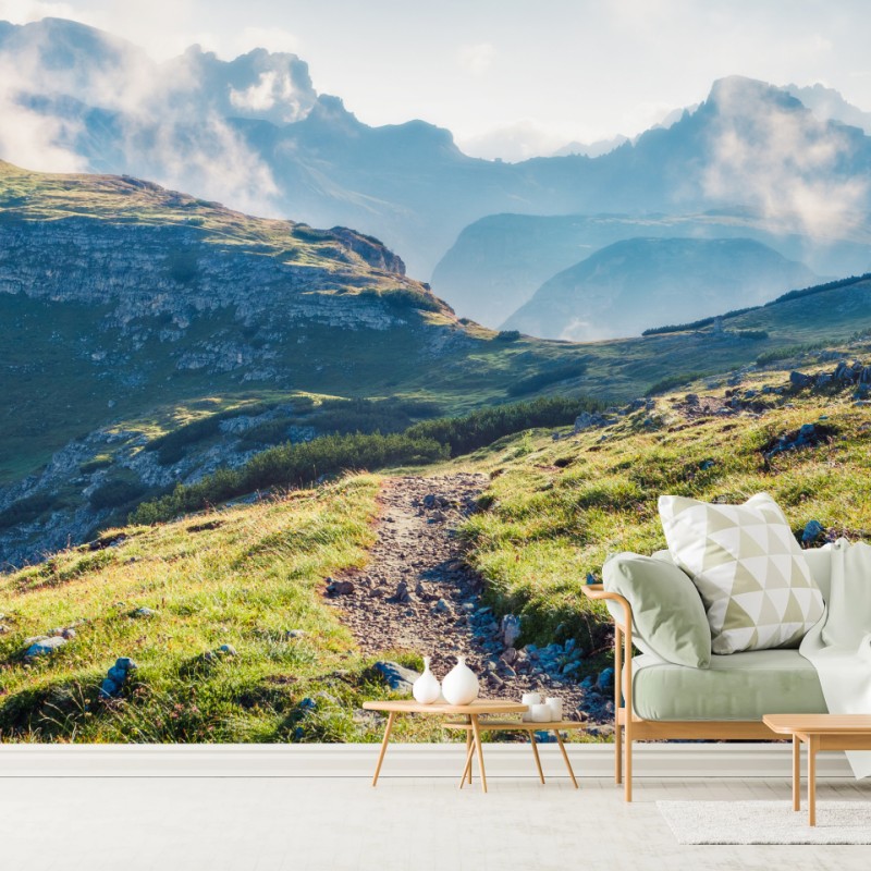 Fototapeta mglisty poranek na Monte Piana, Dolomity – Wallissimo® Fototapeta mglisty poranek na Monte Piana, Dolomity – Wallissimo®