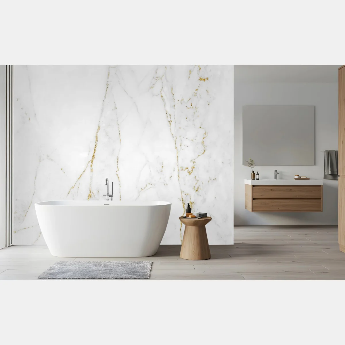 Fototapeta biały marmur ze złotymi żyłkami – Wallissimo® Fototapeta biały marmur ze złotymi żyłkami – Wallissimo®