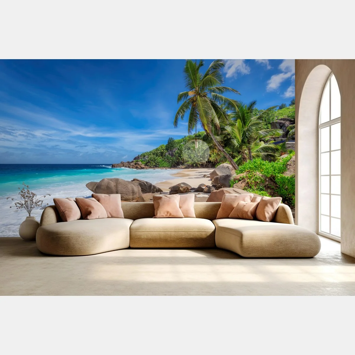 Fototapeta tropikalna plaża z palmami – Wallissimo® Fototapeta tropikalna plaża z palmami – Wallissimo®