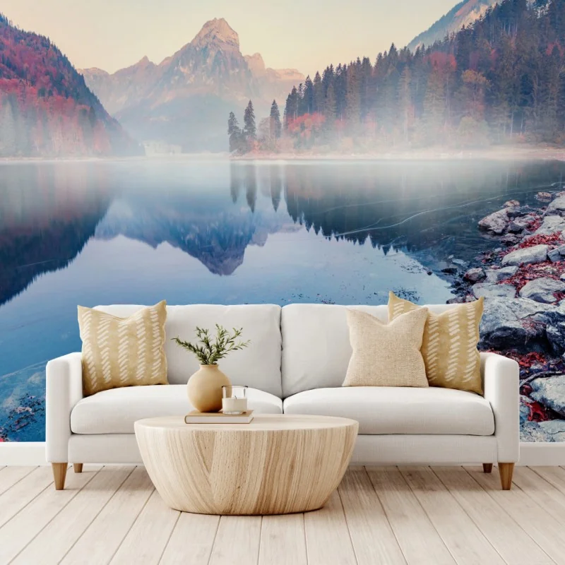 Fototapeta mglisty jesienny poranek nad Obersee, Alpy Szwajcarskie – Wallissimo® Fototapeta mglisty jesienny poranek nad Obersee, Alpy Szwajcarskie – Wallissimo®