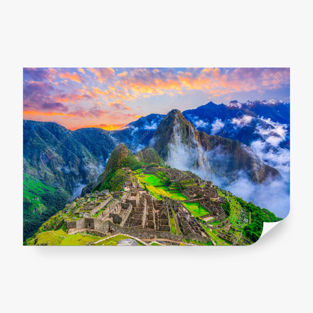 Fototapeta zachód słońca nad Machu Picchu starożytna Inkaska cytadela – Wallissimo® Fototapeta zachód słońca nad Machu Picchu starożytna Inkaska cytadela – Wallissimo®